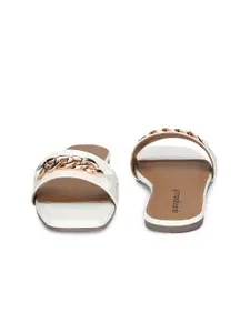 DressBerry White Embellished Open toe Flats