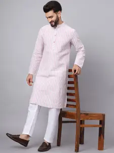 Latest Chikan Garments Striped Mandarin Collar Straight Kurta