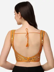 Amrutam Fab Embroidered Mirror Work Silk Saree Blouse