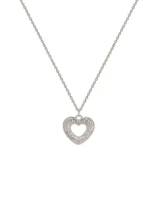 SILBERRY 925 Sterling Silver Rhodium-Plated Heart Shaped Pendants With Chains