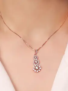 Zavya Rose Gold-Plated 925 Pure Sterling Silver Cubic Zirconia Pendants with Chains