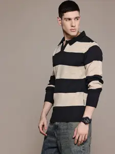 The Roadster Lifestyle Co. Spread Collar Acrylic Striped Pullover