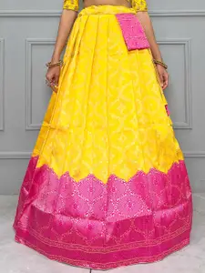 Fabcartz Embroidered Sequinned Semi-Stitched Lehenga & Unstitched Blouse With Dupatta