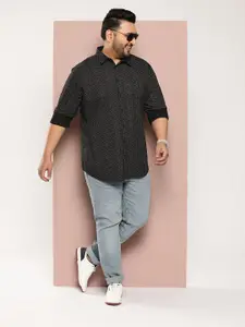 Sztori Men Plus Size Classic Printed Pure Cotton Casual Shirt