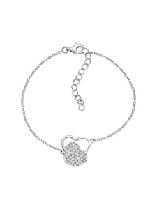 Ornate Jewels 925 Sterling Silver Cubic Zirconia Heart In Love Bracelet