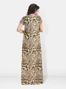 Be You Abstract Printed Maxi Satin Maternity Nightdress