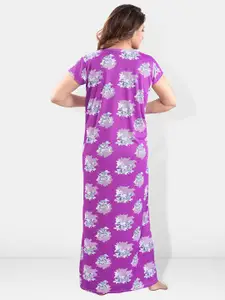 Be You Floral Printed Satin Maternity Maxi Sweat Nightdress