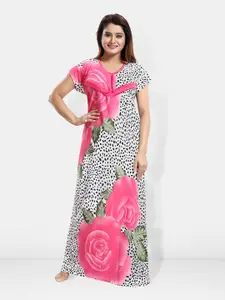 Be You Printed Maternity Satin Maxi Nightdress