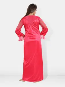 Be You Shoulder Straps Satin Maxi Nightdress With Robe