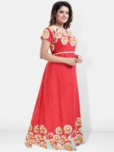 Be You Printed V-Neck Satin Maternity Maxi Nightdress