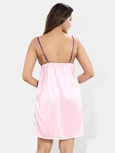 Be You Self Design Satin Nightdress With Robe