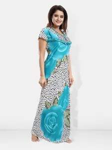Be You Floral Printed V-Neck Satin Maternity Maxi Nightdress
