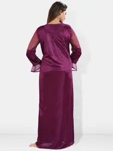 Be You Shoulder Straps Satin Maxi Nightdress With Robe