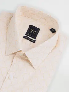 Arrow Manhattan Slim Fit Ethnic Motifs Print Spread Collar Cotton Formal Shirt