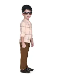 BAESD Boys Checked Mandarin Collar Shirt With Trouser