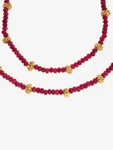 Kushal's Fashion Jewellery Gold-Plated Artificial Stones Anklet