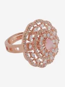 Kushal's Fashion Jewellery Sapphire Rhodium-Plated CZ Embellished Bridal Geometric Studs