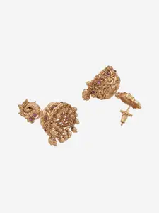 Kushal's Fashion Jewellery Gold Plated Dome Shaped Antique Jhumkas