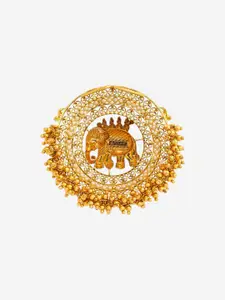 Kushal's Fashion Jewellery Embellished Bridal 92.5 Silver Gold-Plated Temple Pendant