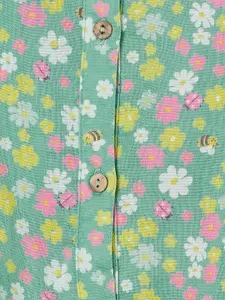 Juniors by Lifestyle Girls Floral Printed Puff Sleeve Cotton Shirt Style Top