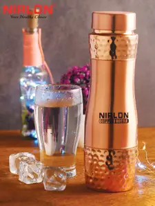 NIRLON Copper-Toned 2 Pieces Copper Solid Water Bottle 950 ml