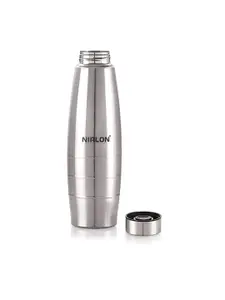 NIRLON Silver Toned Single Wall Vacuum Stainless Steel Solid Water Bottle 1 L