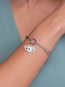 SWASHAA Women Stainless Steel Silver-Plated Wraparound Bracelet