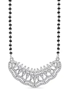 Zavya 925 Sterling Silver Rhodium-Plated Contemporary Pendant with Chain