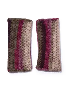 Magic Needles Women Patterned Fingerless Acrylic Winter Gloves