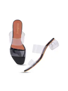 DressBerry Black Open Toe Block Heels