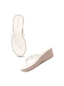 DressBerry White Embellished Wedge Heels