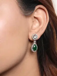 Zavya Rhodium Plated 925 Pure Sterling Silver Cubic Zirconia Drop Earrings