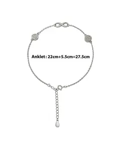 SILBERRY 925 Sterling Silver Rhodium Plated Crystals Anklet