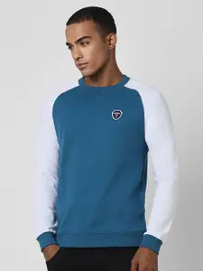 PETER ENGLAND UNIVERSITY Colorblocked Crew Neck Raglan Sleeves Pullover Sweatshirt