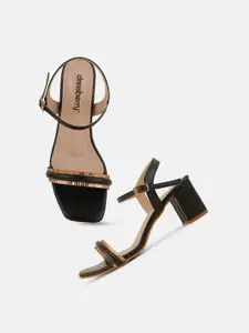 DressBerry Black Open Toe Block Heels