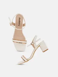DressBerry White Open Toe Block Heels