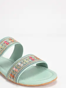 SCENTRA Embellished Open Toe Flats