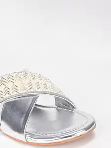 SCENTRA Embellished Open Toe Flats