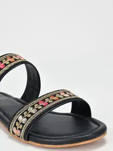 SCENTRA Embellished Open Toe Flats