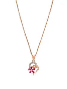 Zavya Rose Gold-Plated 925 Pure Sterling Silver Floral Pendants with Chains