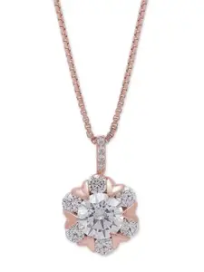 Zavya Rose Gold-Plated 925 Pure Sterling Silver Floral Pendants with Chains