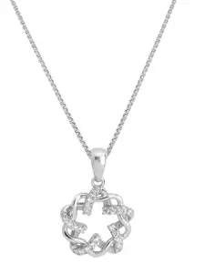 Zavya Rhodium-Plated 925 Pure Sterling Silver Floral Pendants with Chains