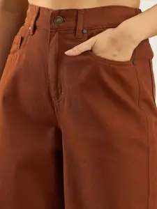 SASSAFRAS Women Straight Fit High-Rise Acid Wash Pure Cotton Jeans