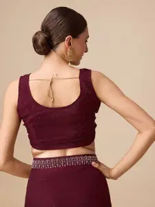 MONJOLIKA FASHION Striped Beads And Stones Embellished Organza Saree