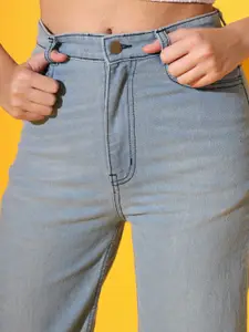 GUTI Women Flared High-Rise Light Fade Stretchable Jeans