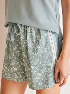 women'secret Women Pure Cotton Printed T-Shirt & Shorts Night suit