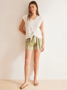 women'secret Women Tie-Up Style Tropical Printed Night suit