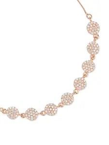 Zavya Women 925 Sterling Silver Cubic Zirconia Rose Gold-Plated Charm Bracelet