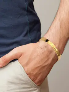 MEENAZ Men Gold-Plated Kada Bracelet