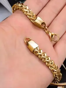 MEENAZ Men Stainless Steel Gold Plated Link Bracelet